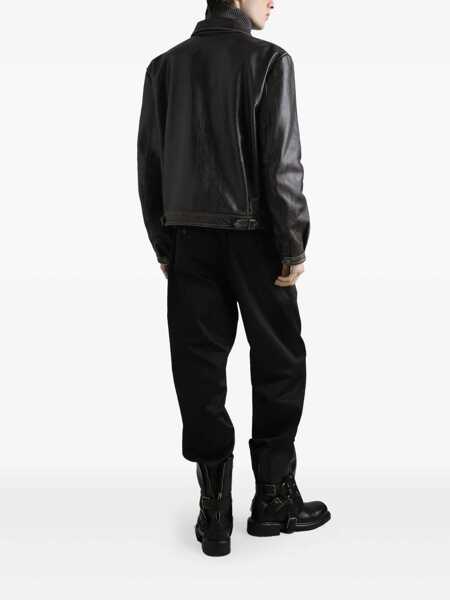 Geci Dolce & Gabbana Aged-Effect Leather Jacket Black Barbati (BM 18820731) 3