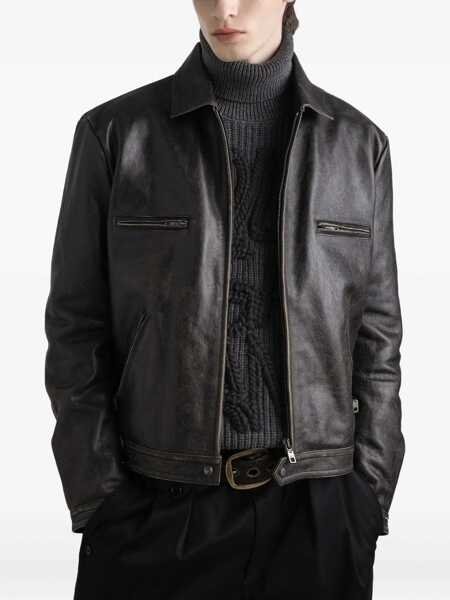 Geci Dolce & Gabbana Aged-Effect Leather Jacket Black Barbati (BM 18820731) 4