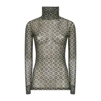 Topuri Dries Van Noten Mesh Top With Green Mini Tie Print Femei
