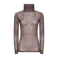 Topuri Dries Van Noten Mesh Top With Brown Mini Tie Print Femei