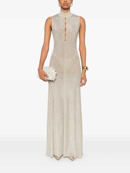 Rochii Self-Portrait Self-Portrait Sleeveless High-Neck Lurex Maxi Dress Gold Femei (BM 18822024) 2