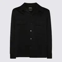 Geci ZEGNA Zegna Black Leather Casual Jacket