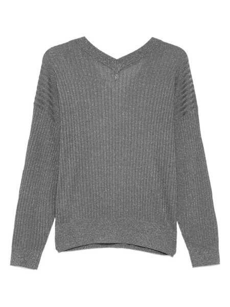 Pulovere Liu Jo Liu Jo Grey V-Neck Sweater With Rhinestones GREY Femei (BM 18823821) 2