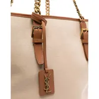 Genti de mana Saint Laurent Dama - Genti de mana Saint Laurent Saint Laurent Cassandre-tag Canvas Tote Bag Beige Femei (BM 18825195) - B-mall.ro