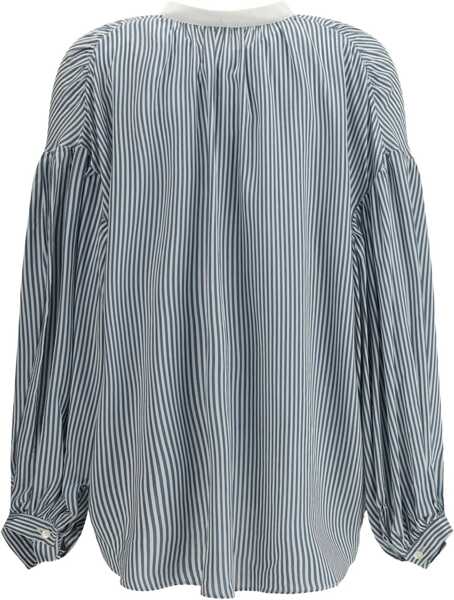 Camasi casual KRISTINA TI Striped Shirt with wide sleeves PETROLIO Femei (BM 18825394) 3