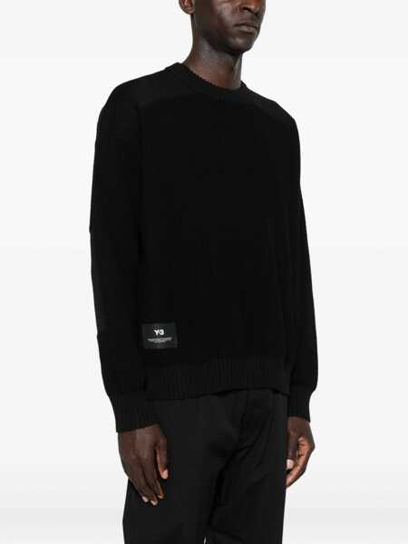 Pulovere Y-3 Wool padded crew Sweater BLACK Barbati (BM 18825397) 3