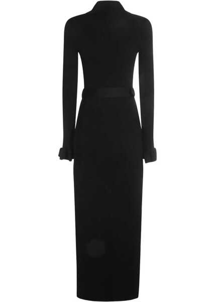 Rochii Self-Portrait Long ribbed Dress BLACK Femei (BM 18825403) 2