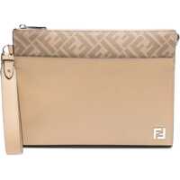Borsete Leather and FF canvas Clutch Barbati