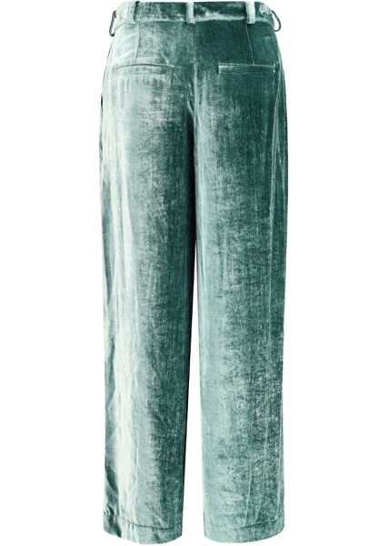 Pantaloni casual KRISTINA TI Velvet Pants VERDE Femei (BM 18825469) 2