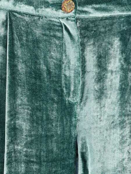 Pantaloni casual KRISTINA TI Velvet Pants VERDE Femei (BM 18825469) 4