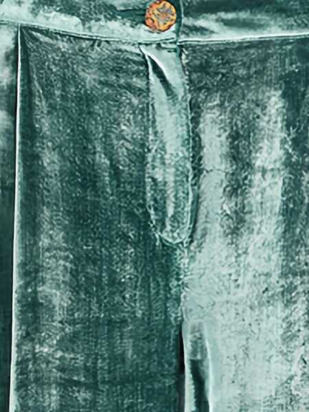Pantaloni casual KRISTINA TI Velvet Pants VERDE Femei (BM 18825469) 5