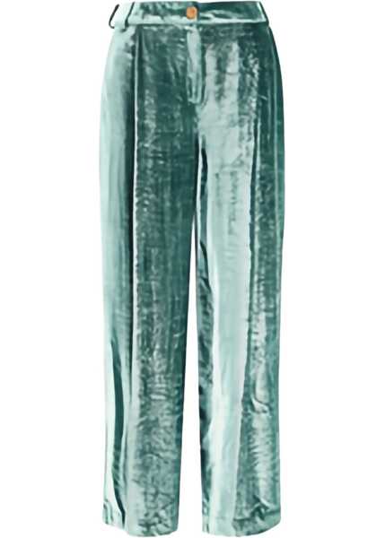 Pantaloni casual KRISTINA TI Velvet Pants VERDE Femei (BM 18825469) 1