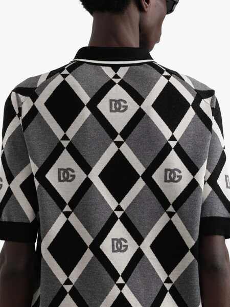 Tricouri Polo Dolce & Gabbana Diamond knit Polo Sweater NERO/B.CO/GRIGIO Barbati (BM 18825541) 4