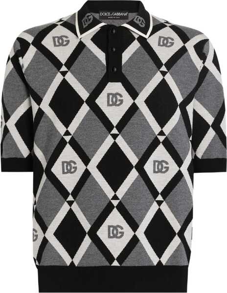 Tricouri Polo Dolce & Gabbana Diamond knit Polo Sweater NERO/B.CO/GRIGIO Barbati (BM 18825541) 1