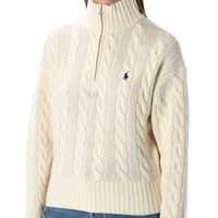 Tricouri Polo Ralph Lauren Dama - Tricouri Polo Ralph Lauren Polo Ralph Lauren Wool And Cashmere Cable-Knit Half-Zip Sweater AUTHENTIC CREAM Femei (BM 18851808) - B-mall.ro