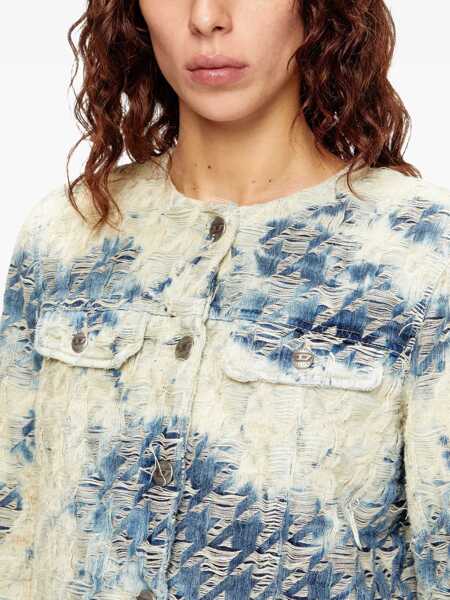 Geci Diesel Diesel Light Blue Distressed Cotton Denim Jacket BLUE Femei (BM 18851877) 5