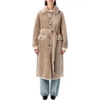 Paltoane Urbancode Reversible Faux Fur Belted Coat With Suede Interior Femei