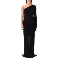 Rochii Rick Owens Drkshdw Ziggy One-Shoulder Black Cotton Jersey Dress Femei