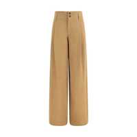 Pantaloni casual Chloé Cotton Wide-Leg Trousers Femei