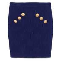 Fuste Blue Mini Skirt With Jewel Buttons In Viscose Blend Woman Femei