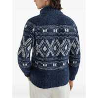 Pulovere Brunello Cucinelli pentru Barbati - Cardigane Brunello Cucinelli Brunello Cucinelli Geometric Jacquard Cardigan BLUE Barbati (BM 18854580) - B-mall.ro