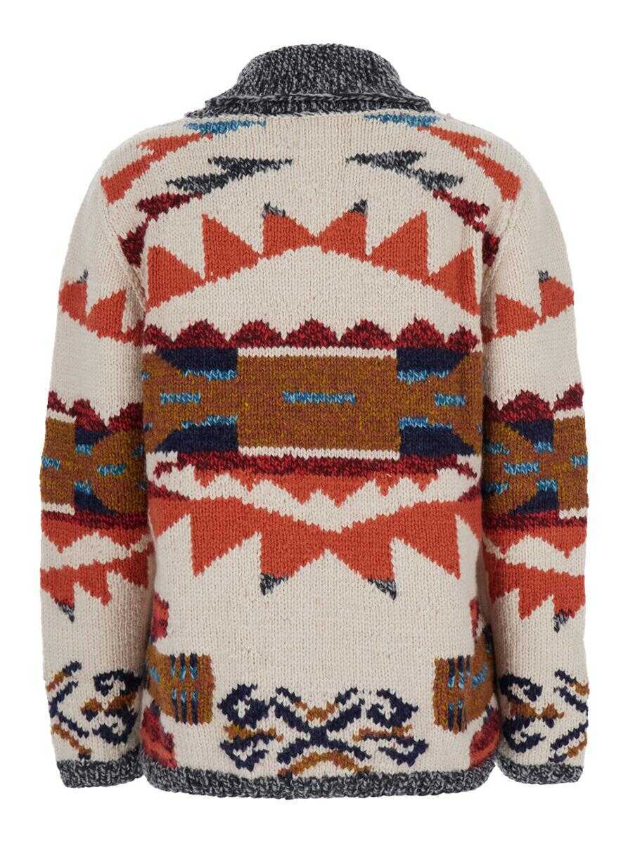 Cardigane Frantic Multicolor Cardigan With Front Zip Closure And All-Over Geometric Motif In Wool Woman MULTICOLOR Femei (BM 18854916) 2