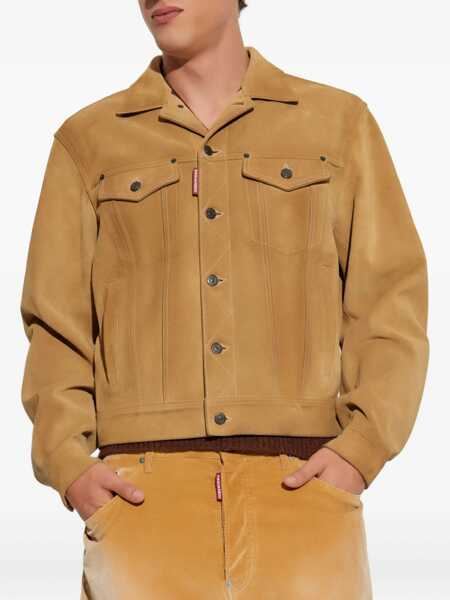 Jachete DSQUARED2 Suede Jacket BEIGE/DARK BROWN Barbati (BM 18855739) 3