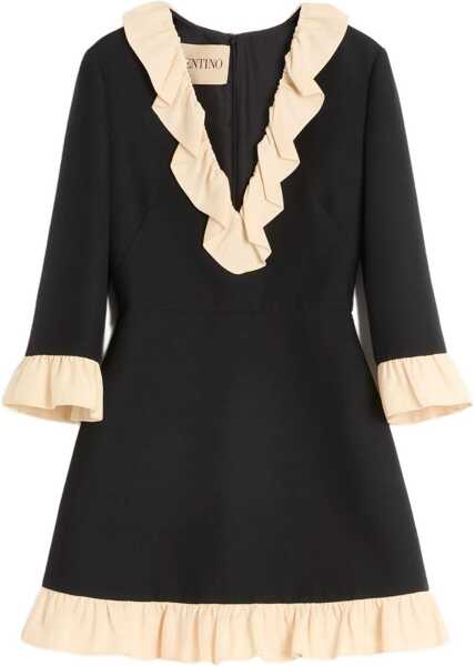 Rochii Valentino Garavani Wool and silk short Dress NERO/BETULLA Femei (BM 18855796) 1