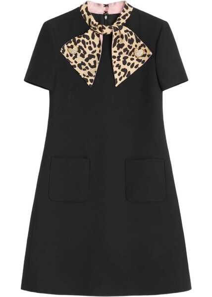 Rochii Valentino Garavani Crepe couture short Dress NERO/ANIMALIER Femei (BM 18855808) 1