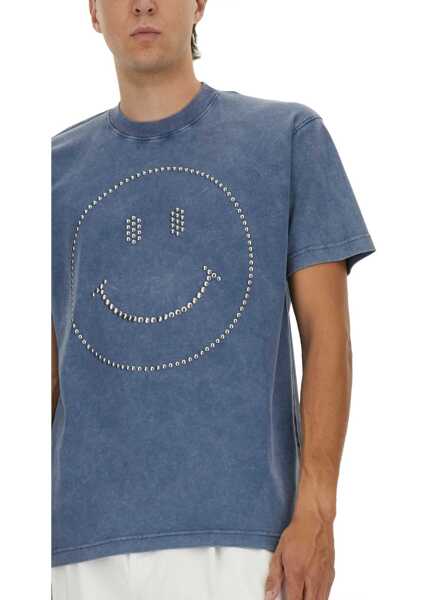 Tricouri Moschino Smiley Heavy Cotton T-Shirt BLUE Barbati (BM 18855961) 4