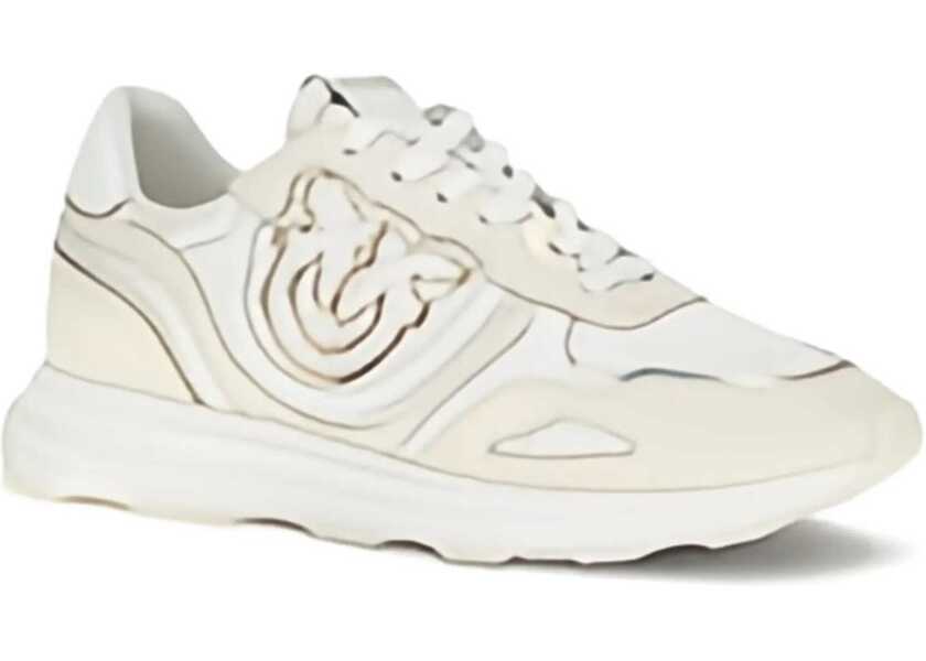 Sneakers Pinko Suede Zoe Sneakers with logo WHITE/LIGHT GOLD Femei (BM 18856069) 2