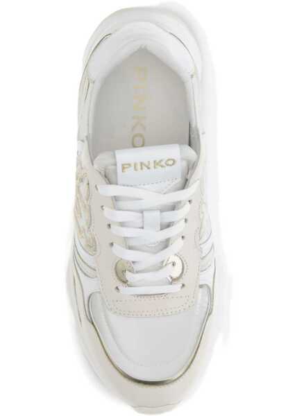 Sneakers Pinko Suede Zoe Sneakers with logo WHITE/LIGHT GOLD Femei (BM 18856069) 3