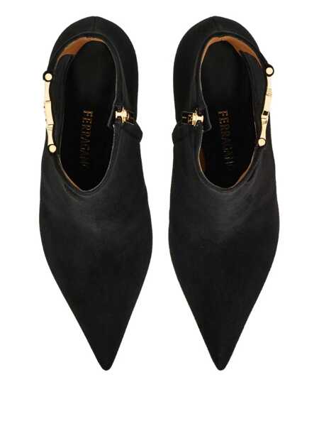 Bocanci Salvatore Ferragamo Agia Black Ankle Boots With Cut-Out Detail And Stiletto Heel In Suede Woman Black Femei (BM 18857379) 4