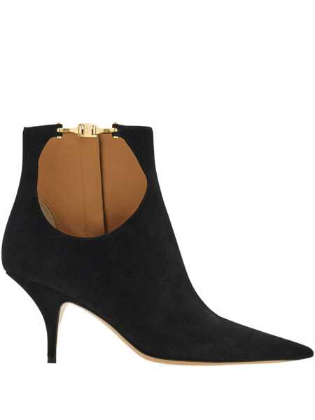 Bocanci Salvatore Ferragamo Agia Black Ankle Boots With Cut-Out Detail And Stiletto Heel In Suede Woman Black Femei (BM 18857379) 1