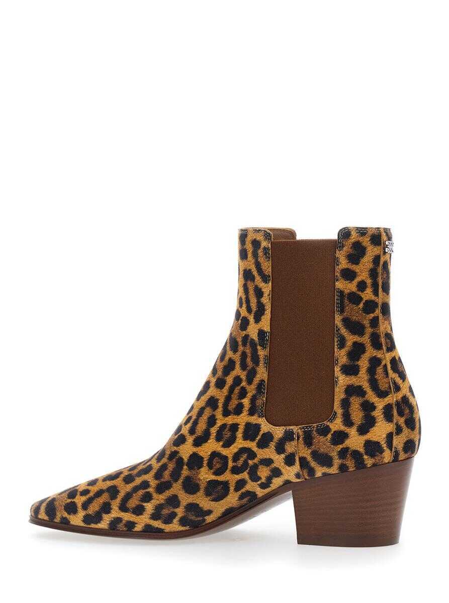 Bocanci Casadei Brown Ankle Boots With All-Over Leopard Print In Leather Blend Woman BROWN Femei (BM 18857982) 3