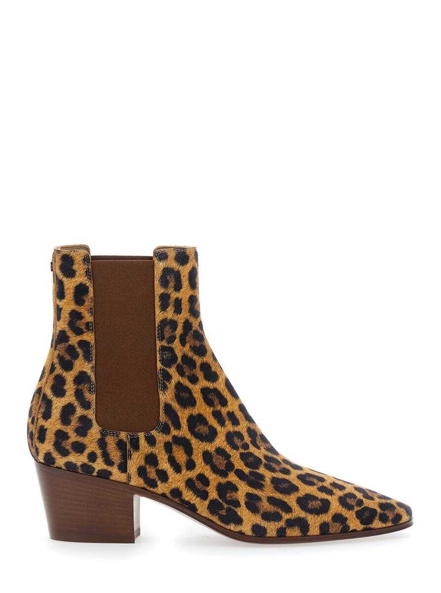 Bocanci Casadei Brown Ankle Boots With All-Over Leopard Print In Leather Blend Woman BROWN Femei (BM 18857982) 1