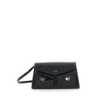 Genti de umar 'Hug Mini' Black Crossbody Bag With Logo Lettering On The Front In Leather Woman Femei