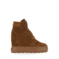 Sneakers Brown Wedge Sneakers With Back Logo In Suede Woman Femei