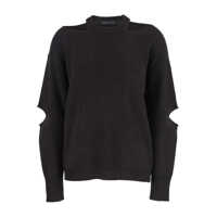 Pulovere Brown Ribbed Sweater With Cut-Out Detail In Wool Blend Woman Femei