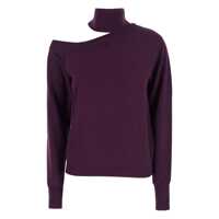 Pulovere Violet High Neck Sweater With Cut-Out Detail In Wool Blend Woman Femei