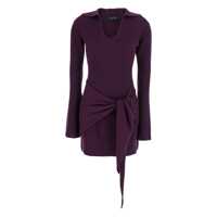Rochii Violet Dress With Front Neckline And Knot Design In Cashmere Blend Woman Femei