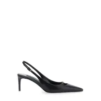 Pantofi cu toc Black Slingback Pumps With Logo Plaque On The Front In Patent Leather Woman Femei