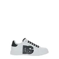 Sneakers Black And White Low Top Sneakers With Logo Patch On The Side And Logo Lettering On The Tongue In Leather Woman Femei