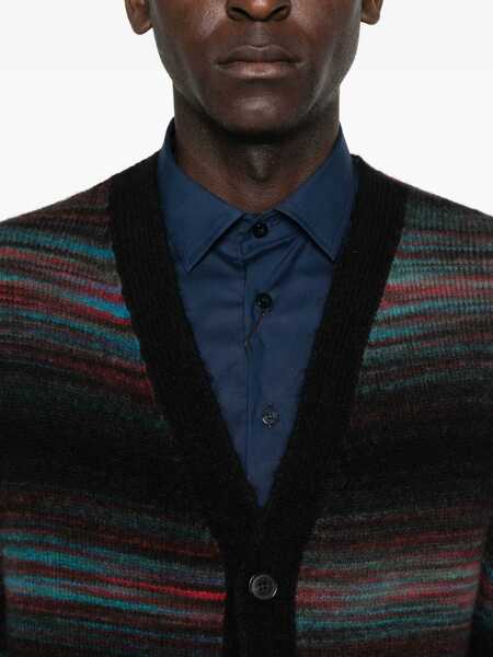 Cardigane Paul Smith Paul Smith Black Striped Cardigan With V-Neck Black Barbati (BM 18861504) 5