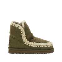 Bocanci 'Eskimo' Green Ankle Boots With Crochet Details And Logo Patch On The Rear In Suede Woman Femei