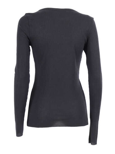 Tricouri Filatures Du Lion Boat neck long sleeve t-shirt Black   Femei (BM 18863277) 2