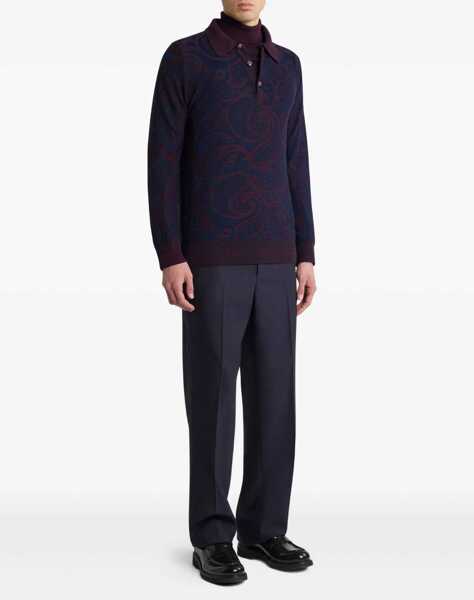 Tricouri Polo ETRO Long-Sleeved Polo Shirt BLUE Barbati (BM 18863410) 2