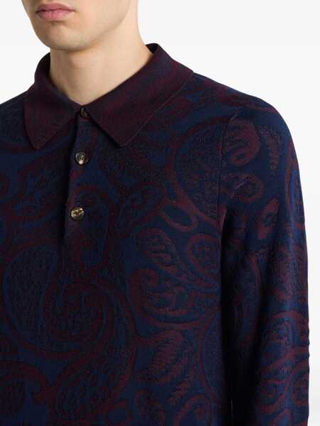 Tricouri Polo ETRO Long-Sleeved Polo Shirt BLUE Barbati (BM 18863410) 4