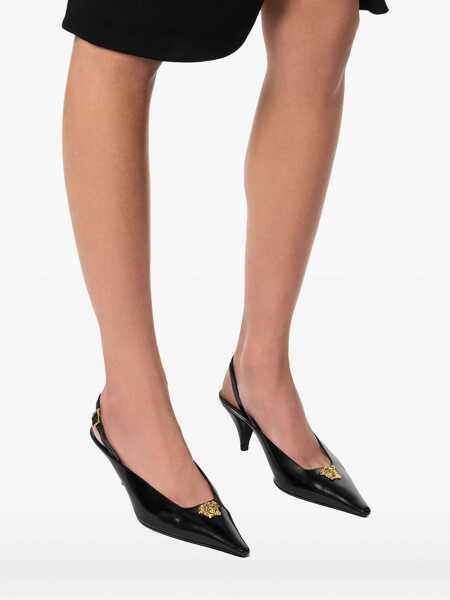 Pantofi cu toc Versace Versace Versace Leather Slingback With Medium Heel Black Femei (BM 18863718) 5