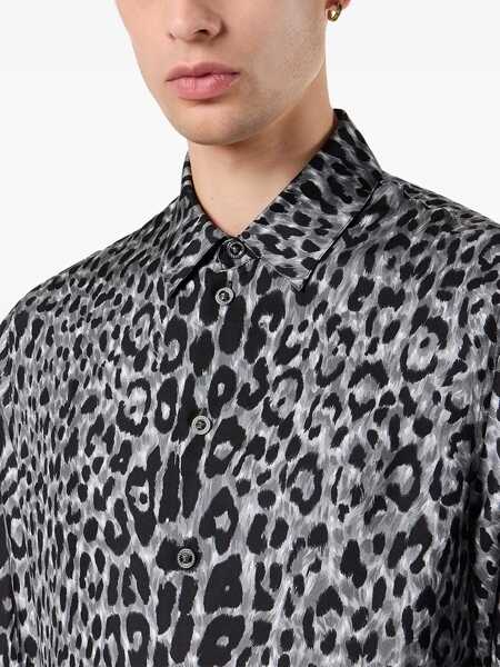 Camasi Versace Versace Versace Animalier Shirt In Silk GREY Barbati (BM 18863727) 5